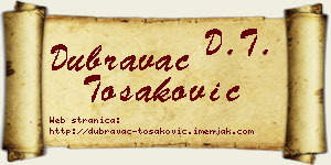 Dubravac Tošaković vizit kartica